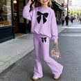 thumbnail image 2 of Wxolcjlv Girls Outfits Bow Print Long Sleeve Sweatshirt and Flared Pants Sets, Sizes 3-10, 2 of 4
