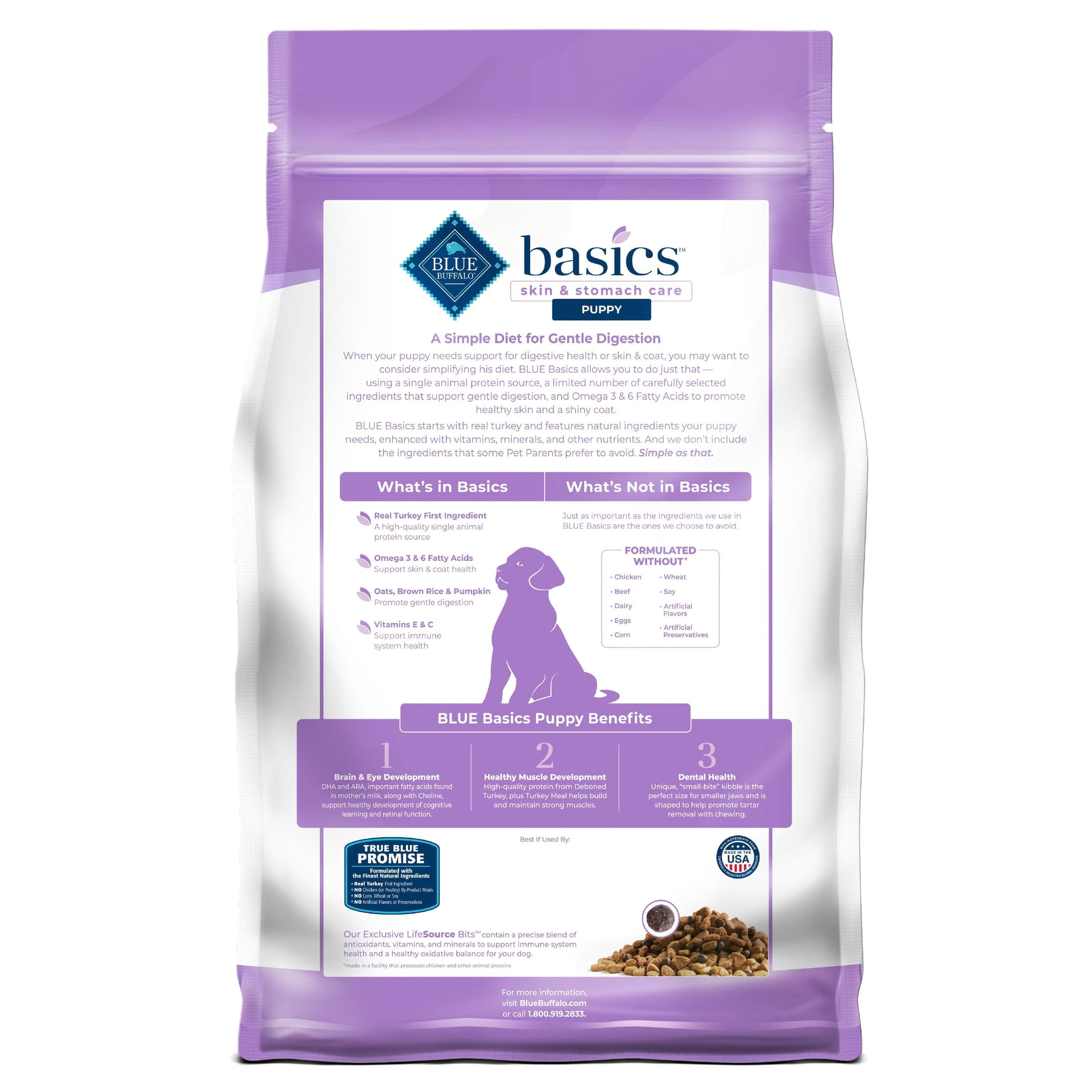 Blue Buffalo Basics Puppy Dry Dog Food, Limited Ingredient, Turkey, Chicken Free, 24lbs