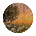 thumbnail image 4 of Orinice Flowers Tree Sunset Round Table Cover Stain Resistant Washable Indoor Outdoor Tablecloth Kitchen Dining Wedding Parties 100% Polyester Fiber 46-50, 4 of 8