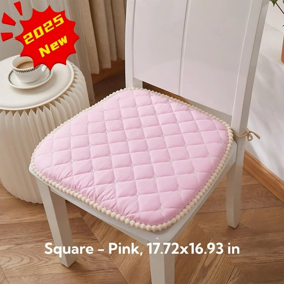 Oneshrt Chair Pads for Dining Chairs, Thickened Cotton Chair Seat Cushion, Memory Foam Chair Seat Cushions, Non-Slip Dining Chair Cushions (Square - Pink, 17.72x16.93 in)