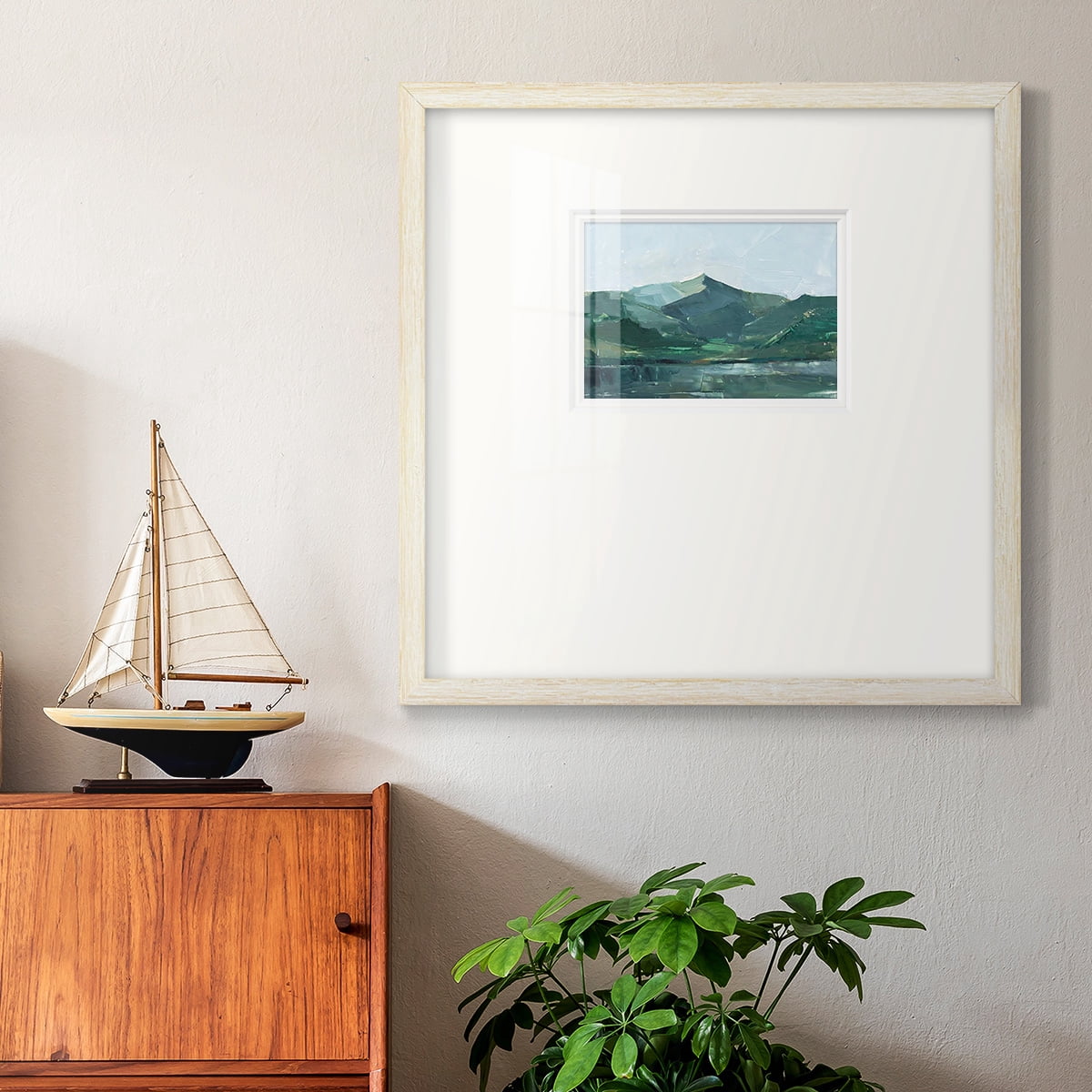 Green Grey Mountains IPremium Framed Print