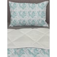 thumbnail image 3 of Floral Comforter & Sham Bedding Set, Flower Type Branches Garden Art Contour Nature Ornate Mint, 3 pcs Duvet Set Microfiber Filling Quilt, 5 Sizes, White Grey Teal, by Ambesonne, 3 of 4
