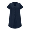 thumbnail image 4 of Offres de la Semaine Cagogo Robe d'Été Courte pour Femmes Robe de Pyjama Ample Décontractée à Manches Courtes Boutonnée Col en V Mignonne pour Vacances, 4 of 7