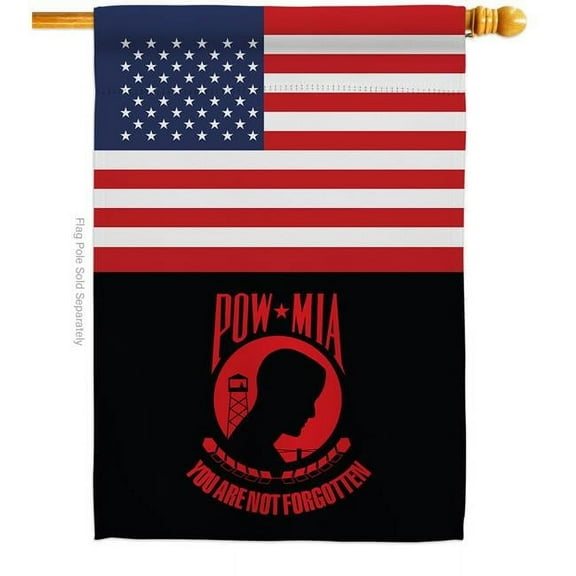 Americana Home & Garden H140742-BO 28 x 40 in. US Red POW & MIA House Flag with Armed Forces Service Double-Sided Decorative Vertical Flags Decoration Banner Garden Yard Gift