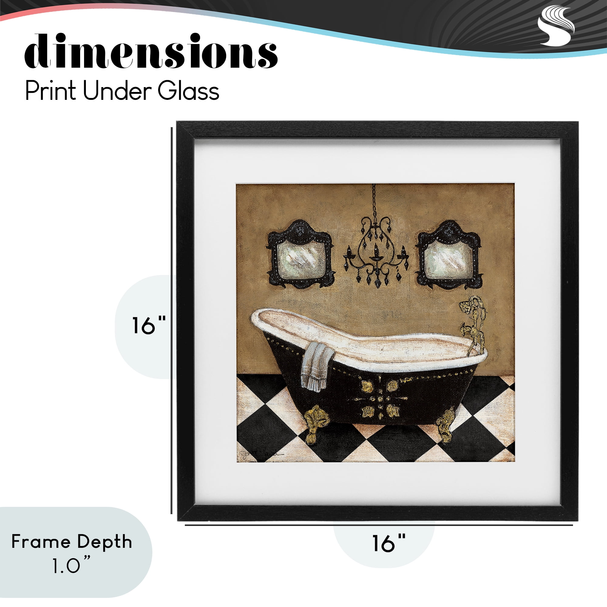 Stupell Industries Elegant Vintage Bathtub Black Framed Print Under Glass, design by Janet Tava