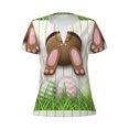 thumbnail image 3 of Naloa Brown Bunny Print T-Shirts Short Sleeve V Neck Tees for Women Fashion Tops Trendy Lightweight Soft Casual Summer Outfits Clothes, 3 of 5