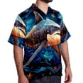 thumbnail image 2 of Starry Shark Men's Short Sleeve Casual Printed Button Down Beach Shirt - Summer Unisex Top, 2 of 6