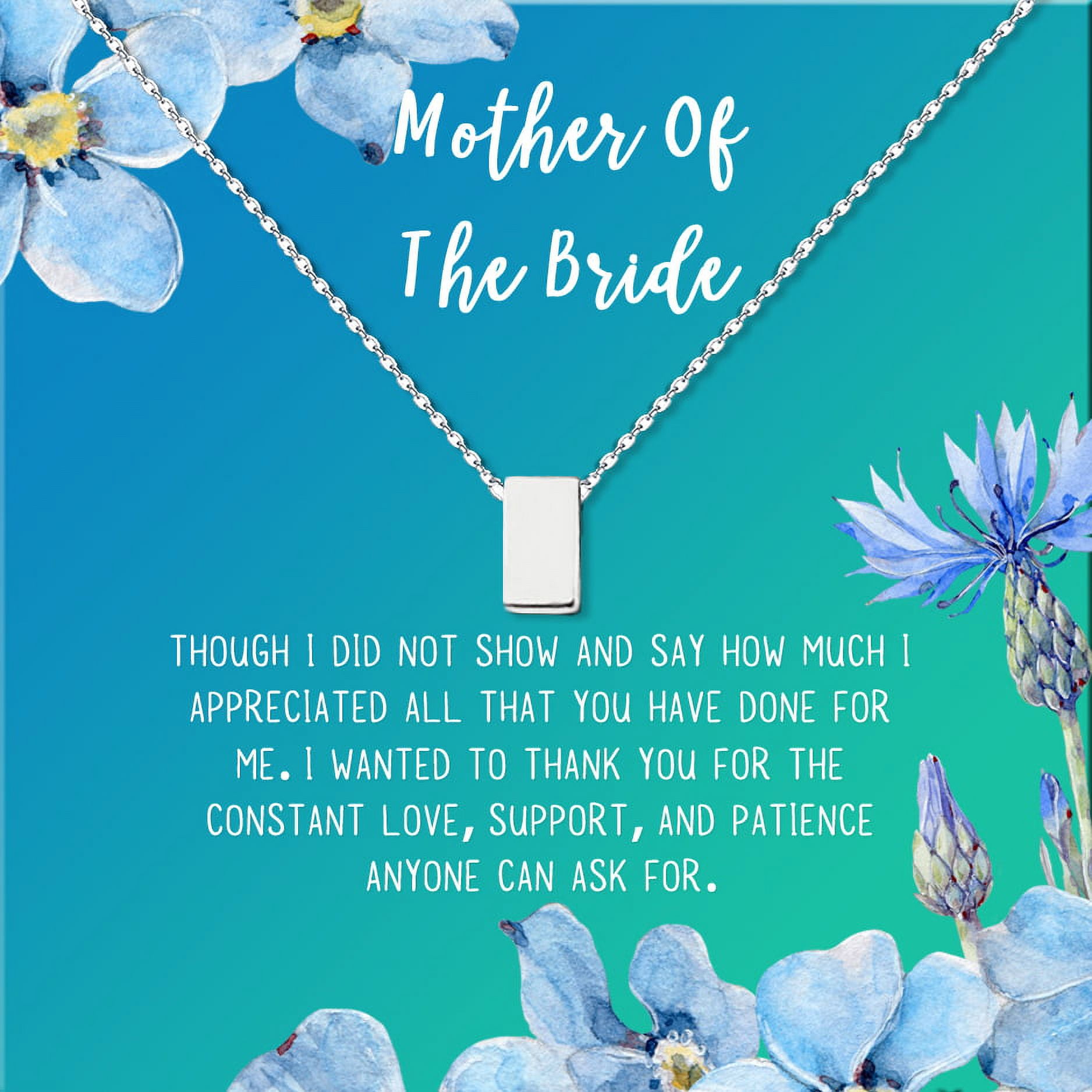 Mother of the Bride Mother's Day Gift, Jewelry Gift for Mother in Law, Necklace and Card Gift Set, Gift for Mom, Gift for Her, Jewelry for Mom, Thank you Gift [Silver Cube,Blue-Green Gradient]
