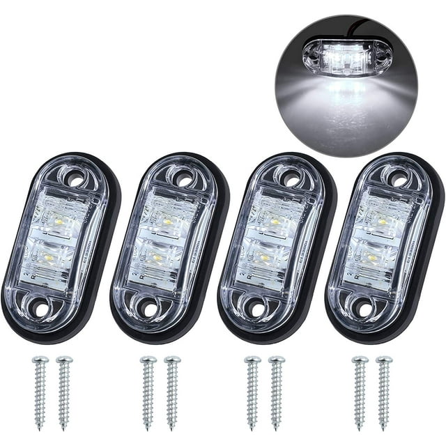 Paquete de 4 luces LED de posición laterales, delanteras y traseras, universales de 12 V y 24 V, para coche, camión, remolque, color blanco.