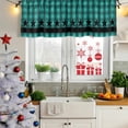 thumbnail image 6 of Teal Black Plaid Valances for Windows, Decorative Rod Pocket Window Valance Curtains, Farmhouse Retro Star Abstract Checked Short Curtain Drapes for Kitchen/Living Room, 2 Panels, 60" W x 18" L, 6 of 8
