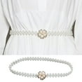 thumbnail image 3 of Yesbay Pearl Belt for Women Rhinestone Floral Pearl Decorative Waist Chain Sweet Dress Elastic Belt Elegant Party Accessory, 3 of 8