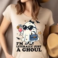 thumbnail image 2 of I'm Literally Just A Ghoul T-Shirt – Cute Halloween Fashion Humor Shirt , Natural, Size M, 2 of 6