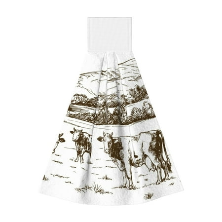 

Ocsxa Cows Grazing On The Meadow 2 for Hand Towels Hand Wipes with Velcro Soft and Fast Absorbent Hanging Towels Reusable Cleaning Cloth for Kitchen/Bathroom/Laundryroom 14x18In