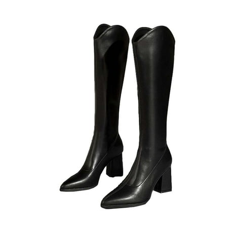 

Fesfesfes Riding Boots For Women Fashion Middle Heel Chunky Heel Knee High Boots Slouchy Pointed Toe Back Zipper Boots US:6.5(39)