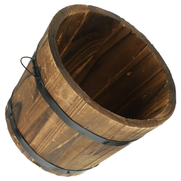 Pawsdot Wooden Planter with Handles Rustic Flower Bucket for Indoor Outdoor Home Garden Decor