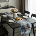 thumbnail image 2 of Bohemia Table Runner 72 Inches Long,Dining Table Runners Dresser Scarves,Vintage Abstract Minimalist Texture Blue Brown Kitchen Coffee Tablerunner for Tabletop Party Birthday Holiday Wedding 16"x72", 2 of 8