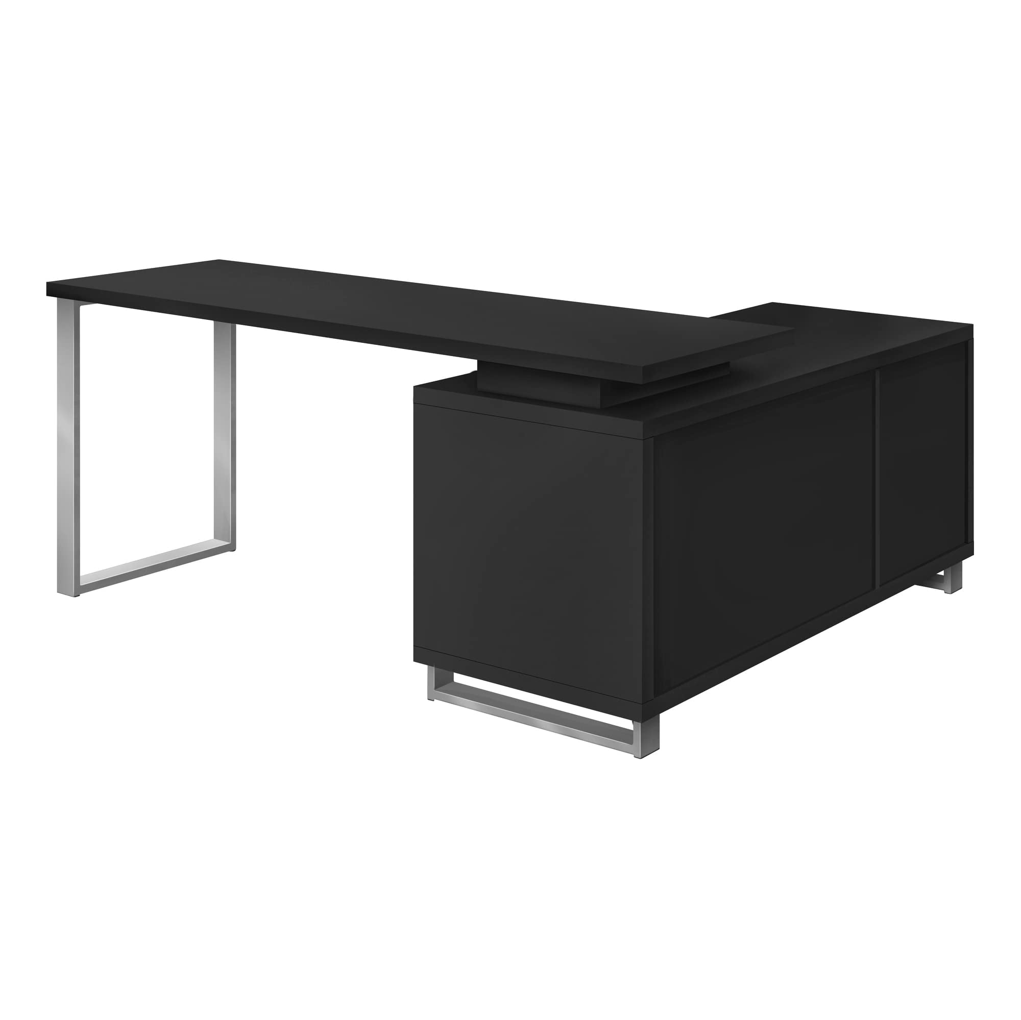 Pemberly Row Corner Computer Desk 72"L L-Shape in Black Laminate