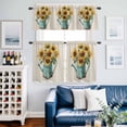 thumbnail image 2 of Summer Flower Kitchen Curtains Valances and Tiers Set of 3 Vintage Yellow Sunflower Linen Texture Tier Curtains and Valance with Rod Pocket for Small Windows, 27.5"x36", 2 of 9