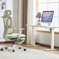 thumbnail image 6 of PUKNLY Ergonomic Office Chair with Footrest, High Back Computer Office Chair with Dynamic Lumbar Support, 2D Headrest, 4D Armrest, Sponge Seat, Mesh Home Office Desk Chair for Adults,Green, 6 of 10