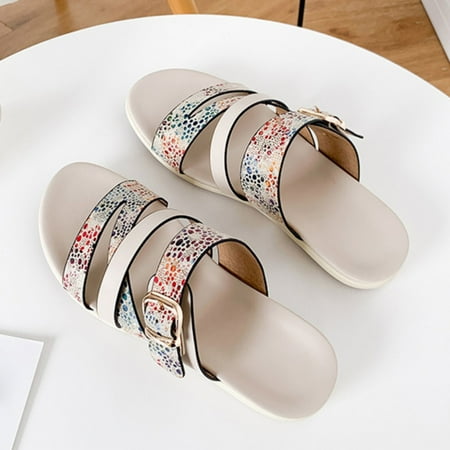 

Cathalem Slippers Flip Flops Sandals Women Flat Casual Light Women Fashion Shoes Bare Women s Sandals Beige 8.50