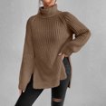 thumbnail image 3 of Long Sleeve Turtleneck Sweater Women Winter Pullover Polyester Knit Top Loose Fit Cable Weaving Comfortable Winterwear, 3 of 9