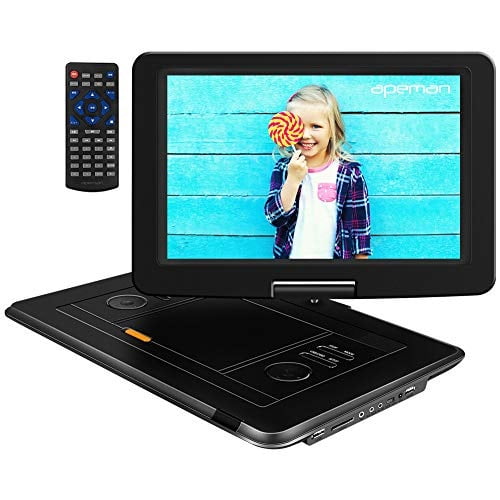 Apeman Upgraded 17 9 Portable Dvd Player With 14 1 Swivel Screen Remote Control Support Sd Card Usb Dvd Av In Out Earphone Speaker 6 Hours Built In Rechargeable Battery For Tv Kids Walmart Com