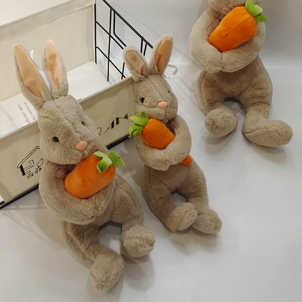 Rabbit Hold Carrot Doll Stuffed Plush Bunny Plush Toy Kids Sleeping Pet Buddy Cute Squishy Ragdoll Easter Decorations Bunny