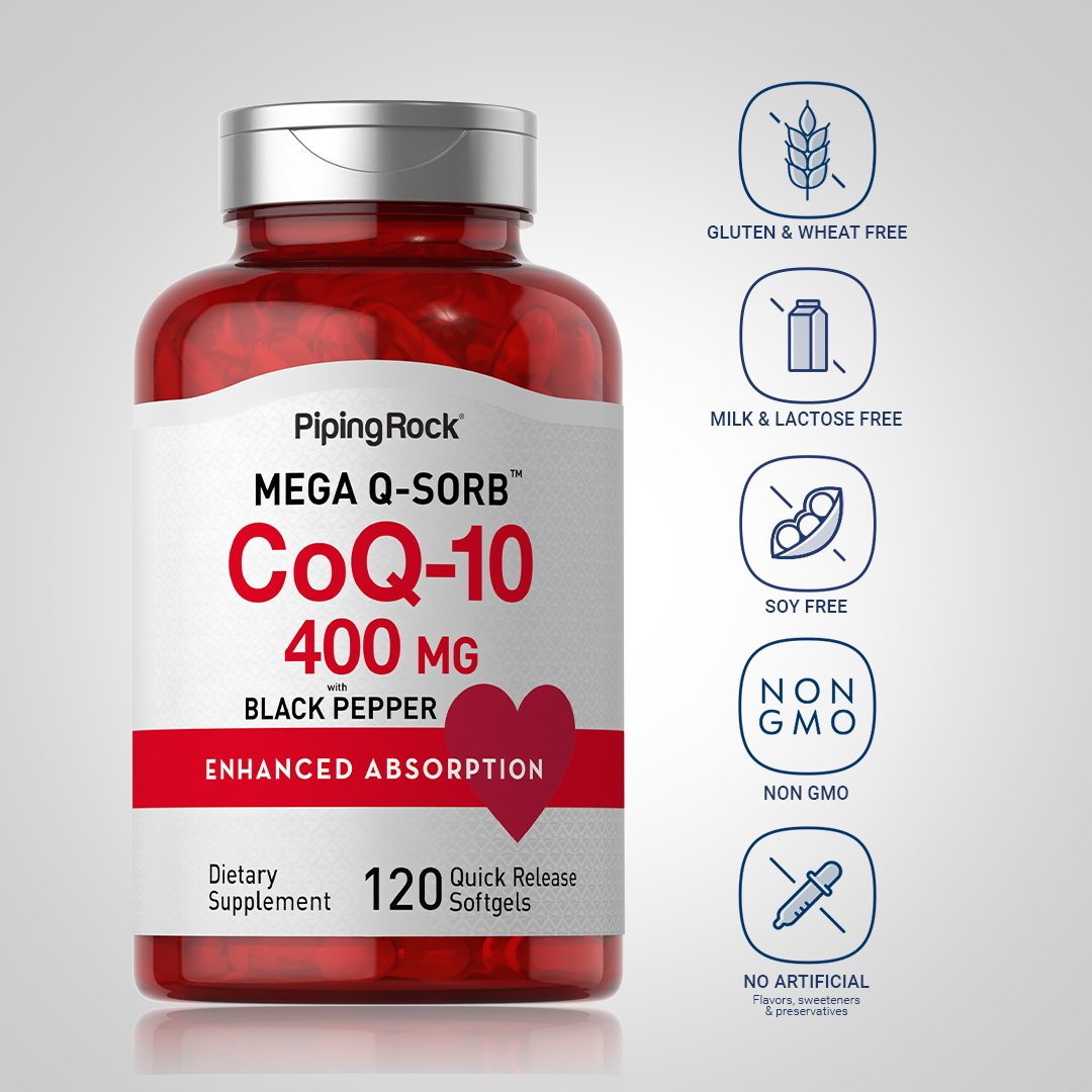 CoQ10 400 mg | 120 Softgels | with Black Pepper | by Piping Rock