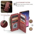 thumbnail image 4 of Wallet Case Compatible with Samsung Galaxy S10, Multifunctional Magnetic Closure Folio Case, [RFID Blocking] Durable PU Leather Flip Lanyard Strap Wristlet Zipper Card Holder Phone Case, Red, 4 of 10
