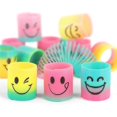 thumbnail image 3 of Bounce Toys 30pcs Party Favors Rainbow Toys Small Favors, Colorful Bouncy Rings, Kindergarten Toys Smiley Spring Rings, 3 of 5