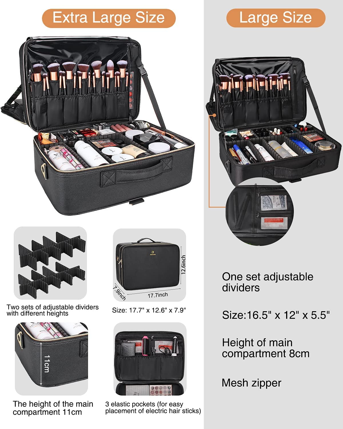 KSCD Extra Large Makeup Case Travel 
