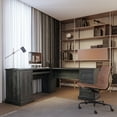 thumbnail image 2 of BELLEZE Modern Corner L-Shaped Home Office Computer Laptop Desk or Writing Study Workstation with Keyboard Tray, Two Drawers and Cabinet - Barlow (Rustic Gray), 2 of 7
