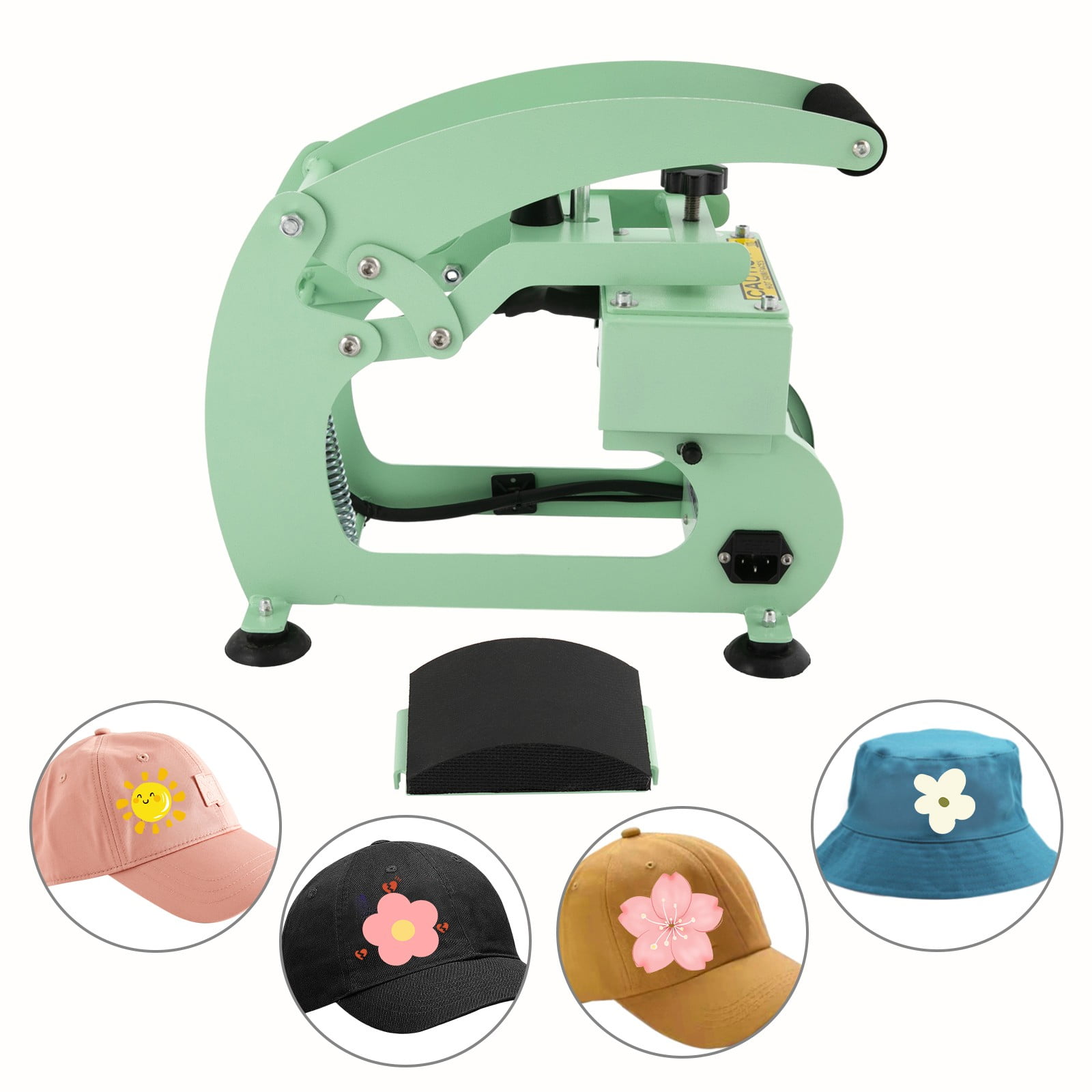 1* Light Green Hat Heat Press Machine, Press with Timer & Temperature Control, 2-in-1 Hat Heat Press Machine, Voltage: 110V, Power: 500W