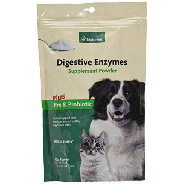 NaturVet Digestive Enzymes Plus Probiotic for Dogs and Cats, 10 oz