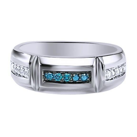 AFFY Blue & White Natural Diamond Engagement Ring In 10k White Gold (0.25 Cttw)