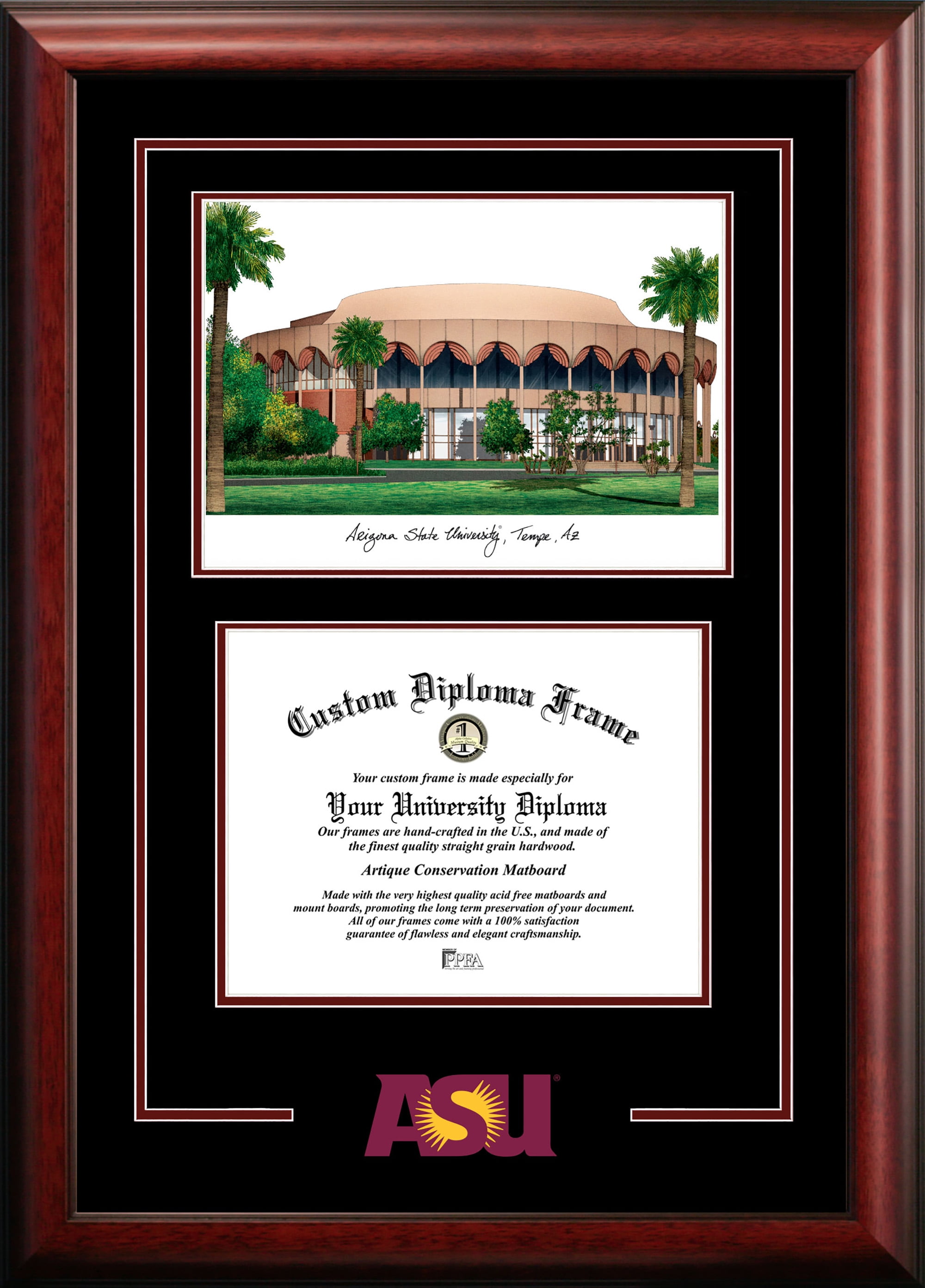 Arizona State University 8.5" x 11" Spirit Graduate Diploma Frame with Campus Images Lithograph