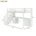 thumbnail image 2 of Harper & Bright Designs Twin Size Loft Bed with Storage Staircase and Desk, Solid Wood Loft Bed Frame with Double Storage Drawers and Guardrails for Bedroom, White, 2 of 16