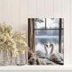 thumbnail image 2 of Qisvanset Framed Canvas Wall Art 12x16 Inch Winter Swan Lake Rustic Cottage Home Wall Decor, 2 of 5