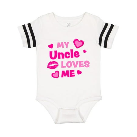 

Inktastic My Uncle Loves Me with Hearts and Kiss Gift Baby Boy or Baby Girl Bodysuit