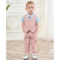 thumbnail image 3 of ZOEREA Baby Boy Clothes Toddler Boy Outfits 4PCS Gentleman Dress Romper/Vest/Pants/Bow Tie Cotton Suit Sets, 3 of 10