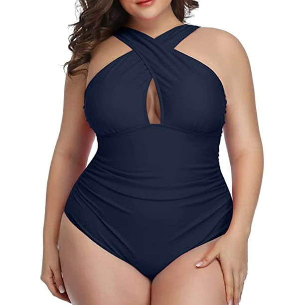 Aayomet Women Swimsuits Womens Plus Size Bikini High Waisted Swimsuits Two  Piece Bathing Suits Tummy Control Swimwear,Red XXL 