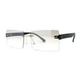 thumbnail image 2 of Luxury Rimless Rectangle Slim Rectangle Sunglasses Black Clear Mirror, 2 of 4