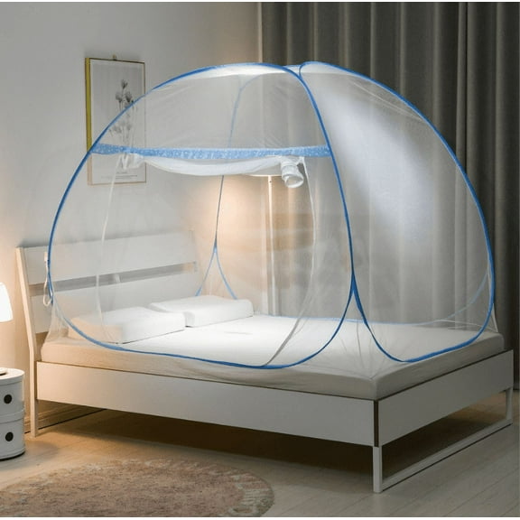 Leyeet Mosquito Net for Bed Portable Folding Net Bed with Bottom Pop up Mosquito Net Tent for Indoor and Outdoor Use Mosquito Netting for Adults Trip Camping Travel Home(78.7 x 70.8 x 59 Inch)