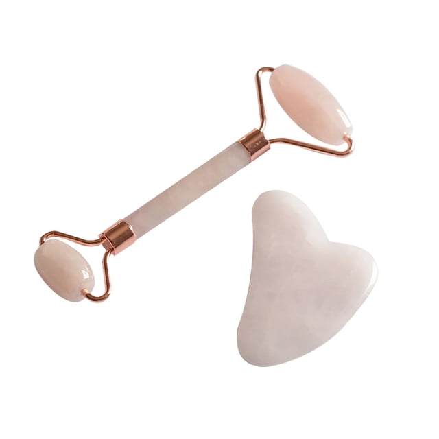 Iumwxz Rouleau de Jade Ensemble Gua Sha pour Grattage du Visage Outil Naturel Anti-Rides