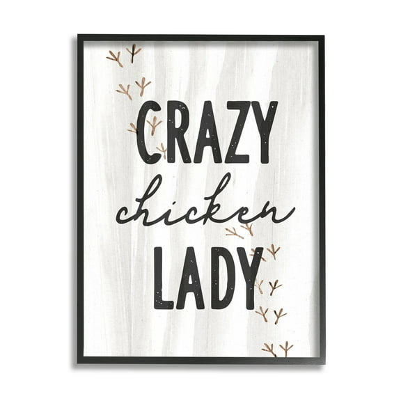 Stupell Industries Crazy Chicken Lady Country Rustic Farm Design Graphic Art Black Framed Art Print Wall Art, Design by Daphne Polselli