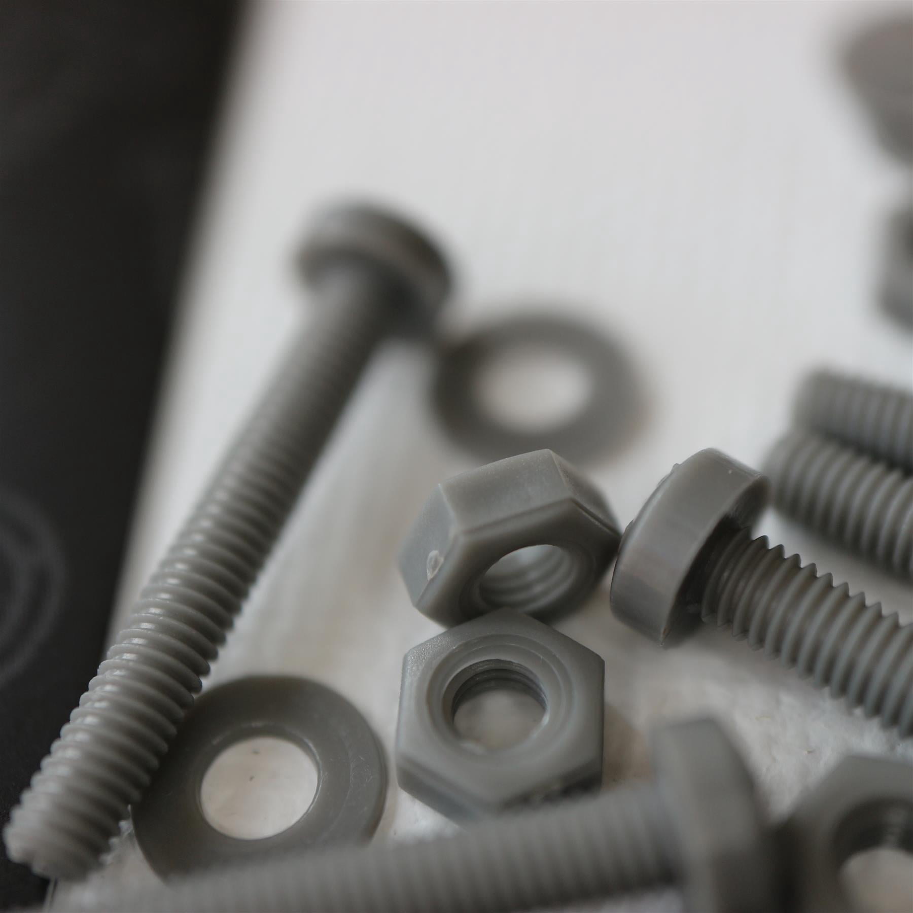 20 x Grey Pan Head Screws Polypropylene (PP) Plastic Nuts and Bolts, Washers, M3 x 20mm, Anti-Corrosion, Chemical Resistant, Gray, (3/32 x 25/32 in)