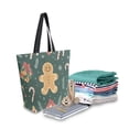 thumbnail image 2 of FORMRS Womens Canvas Tote Bag with Zipper Inner Pocket Shoulder Handbag, Brown Christmas Gingerbread, 2 of 7