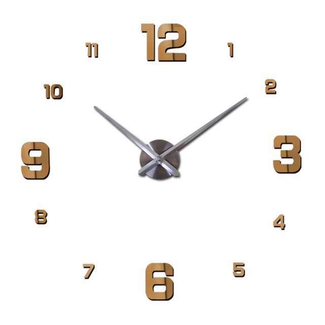 Ounissouiy Nuevo estilo 2019 Reloj de pared 3D Metal fresco Número simple Etiqueta engomada del espejo DIY Reloj de pared silencioso moderno para la Decoración del hogar Café Ounissouiy JJ24735-04B