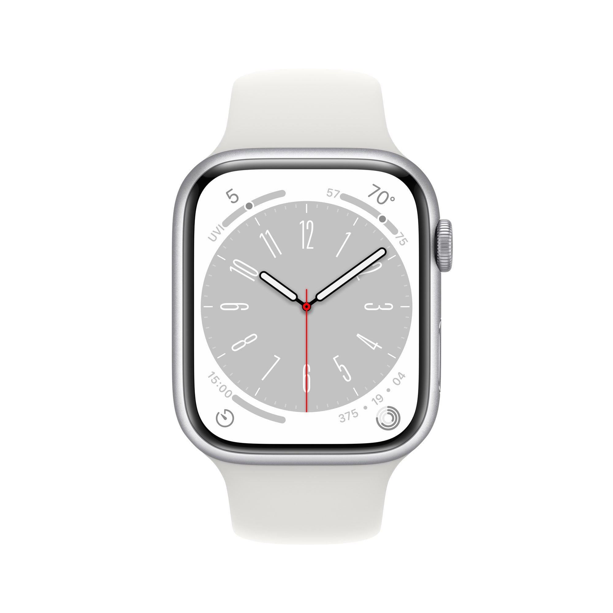 Restored Apple Watch Series 8 (GPS+ Cellular 45MM) Silver Aluminum Case with White Sport Band (Refurbished)
