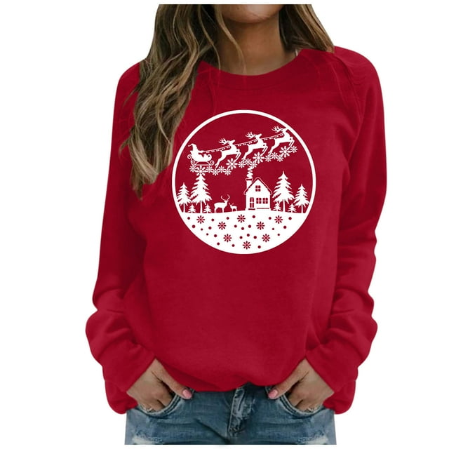 Chandail de Noël pour Femmes à Imprimé Graphique, Chandail en Molleton de Mode à Manches Longues, Blouse à Fermeture, Veste Mi-Longue, Cardigan d'Hiver à Col Rond, Chandail à Capuchon Doux